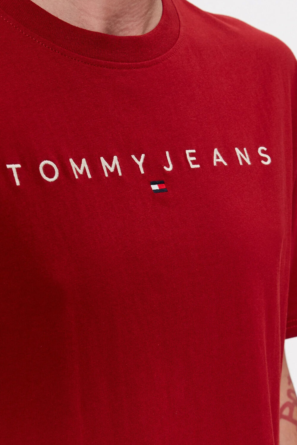 T-shirt Tommy Hilfiger Jeans REG LINEAR LOGO Bordeaux - Foto 2