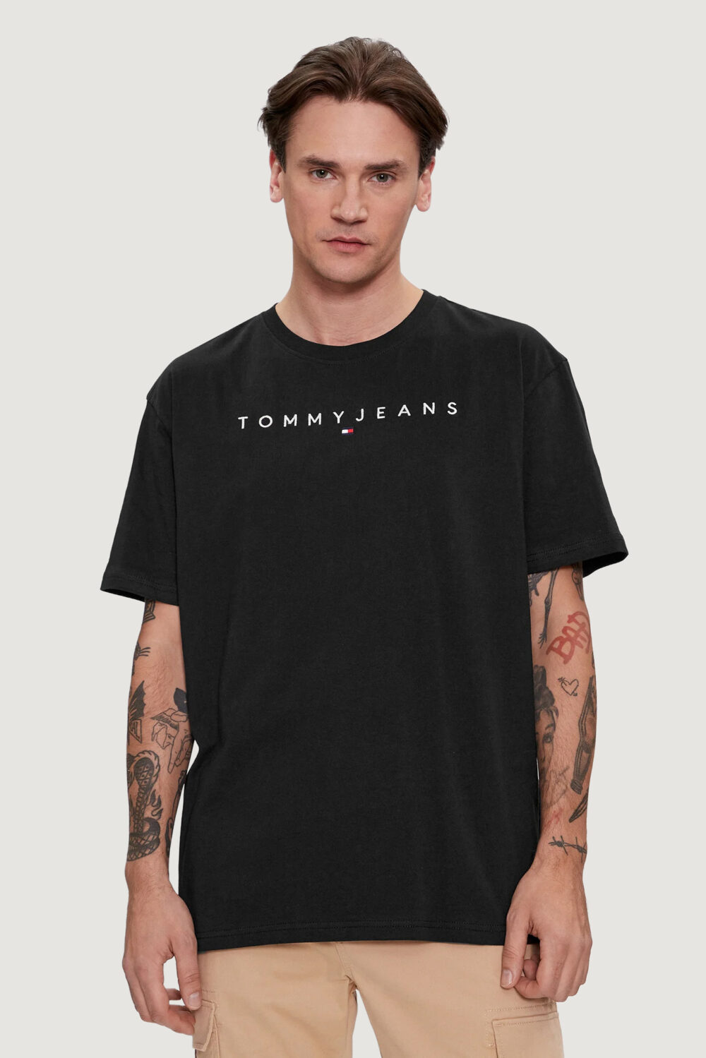 T-shirt Tommy Hilfiger Jeans REG LINEAR LOGO Nero - Foto 1