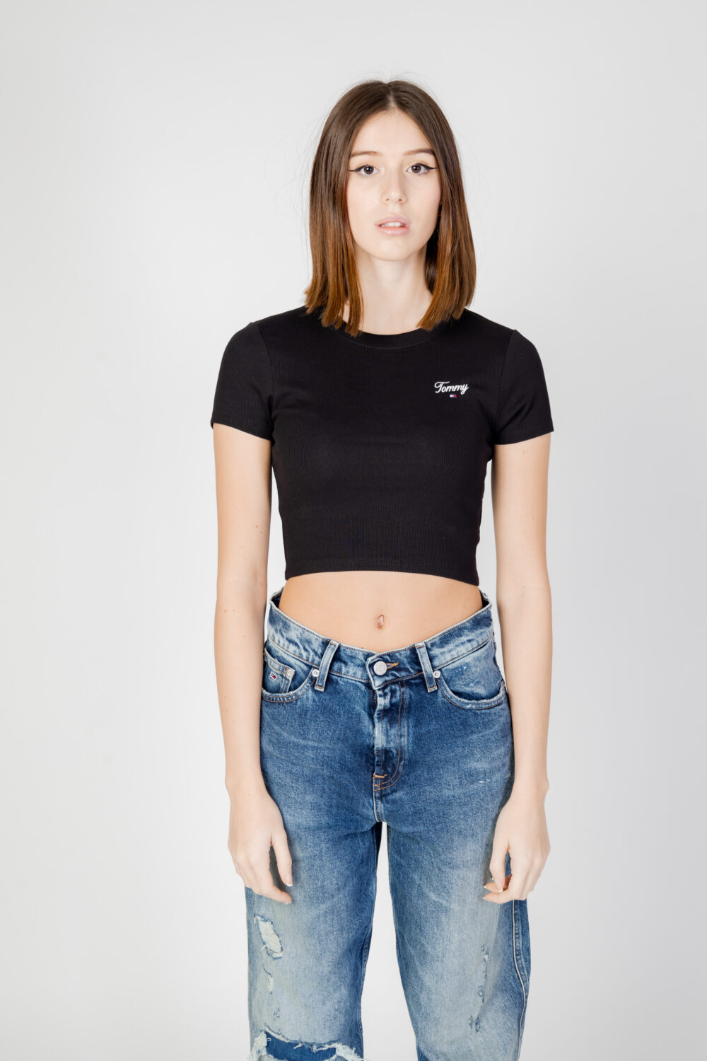 T-shirt Tommy Hilfiger Jeans SLIM CRP SCRIPT Nero - Foto 5