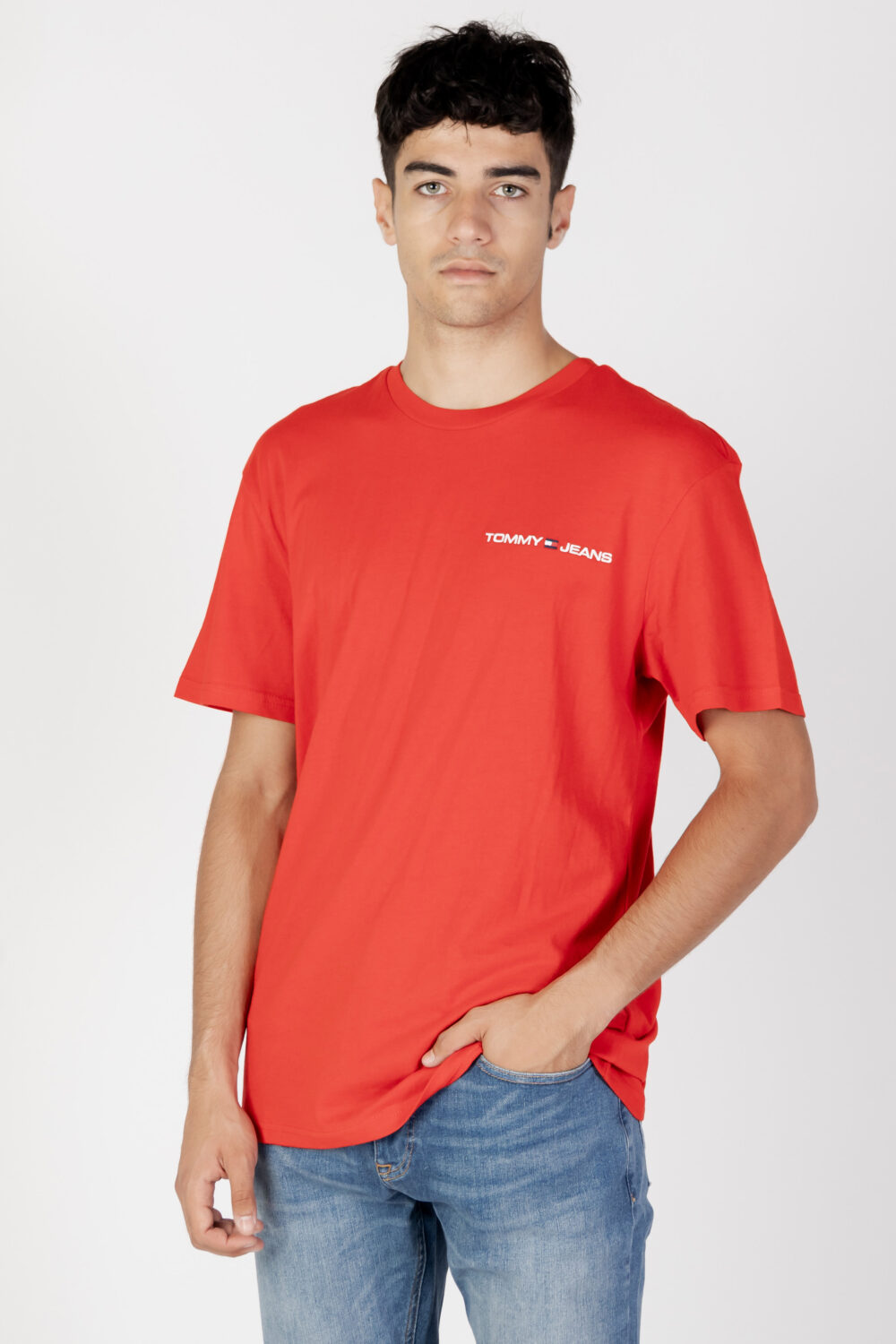 T-shirt Tommy Hilfiger Jeans TJM CLSC LINEAR CHES Rosso - Foto 1