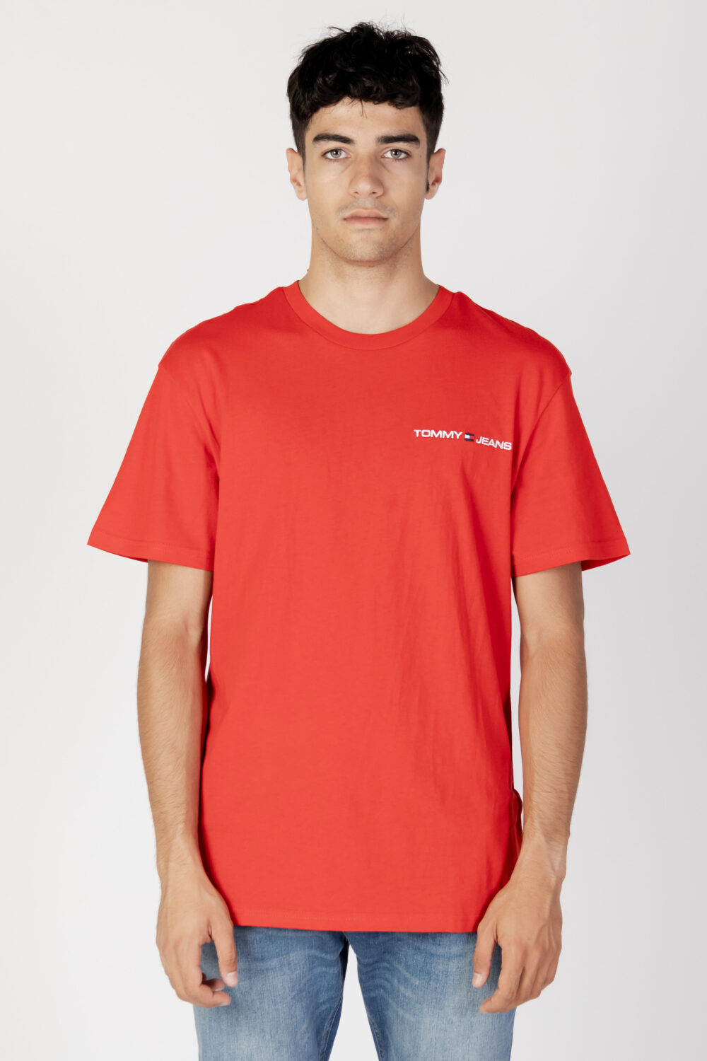 T-shirt Tommy Hilfiger Jeans TJM CLSC LINEAR CHES Rosso - Foto 3