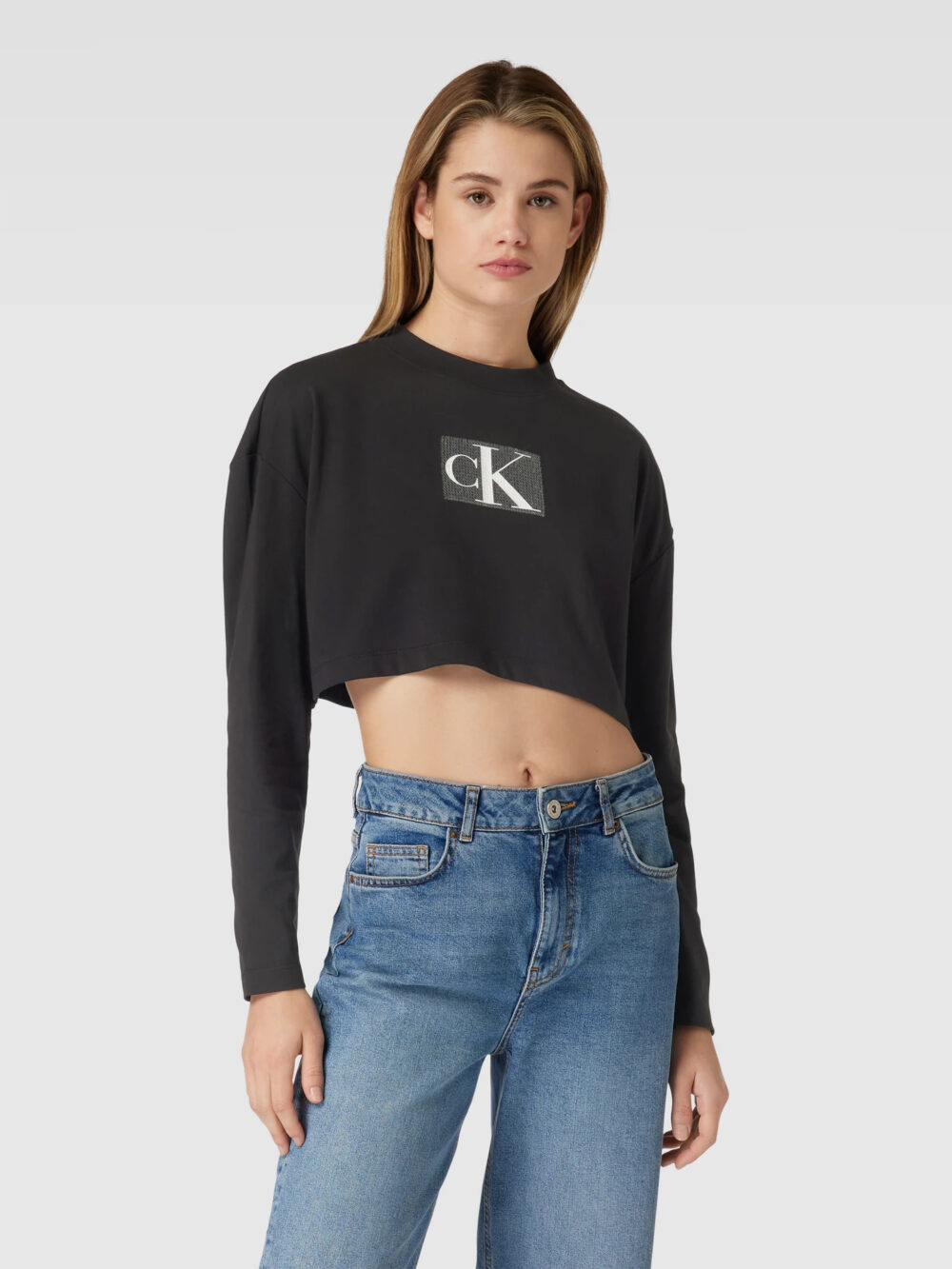 T-shirt manica lunga Calvin Klein Jeans SEQUIN LONG SLEEVE Nero - Foto 1