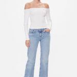 T-shirt manica lunga Tommy Hilfiger Jeans OFF SHOULDER Bianco - Foto 4