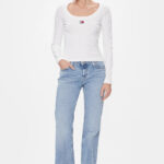 T-shirt manica lunga Tommy Hilfiger Jeans SLIM BADGE RIB Bianco - Foto 5