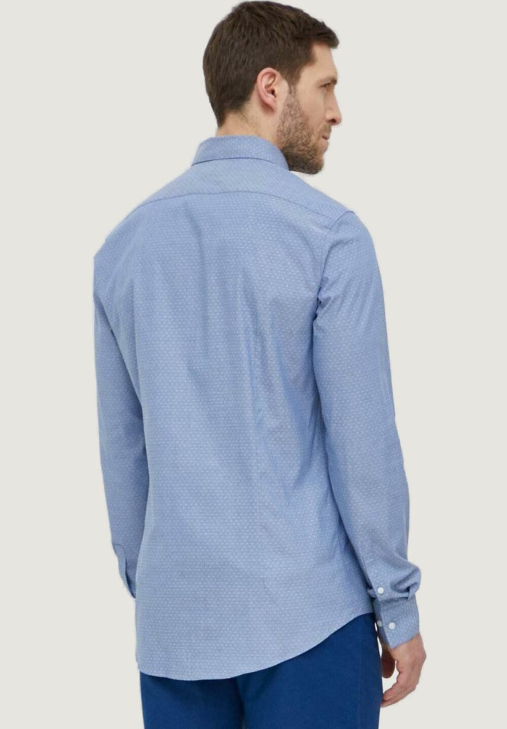 Camicia manica lunga Calvin Klein CHAMBRAY MICRO DOBBY Blu Chiaro - Foto 3
