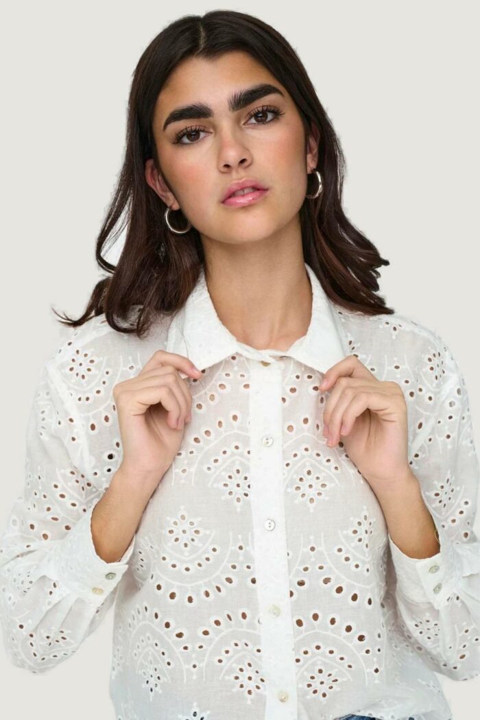 Camicia manica corta Only Onlvalais L/S Wvn Noos Bianco