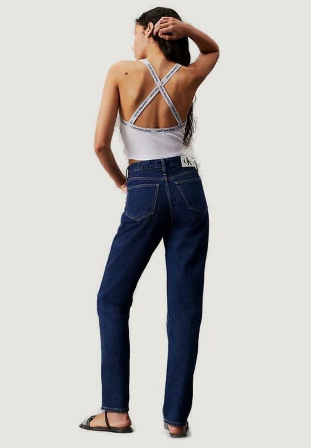 Canotta Calvin Klein Jeans LOGO ELASTIC STRAPPY Bianco - Foto 3
