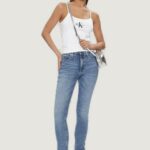 Canotta Calvin Klein Jeans MONOLOGO STRAPPY TAN Bianco - Foto 5