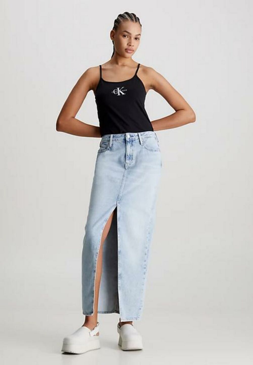 Canotta Calvin Klein Jeans MONOLOGO STRAPPY TAN Nero - Foto 4