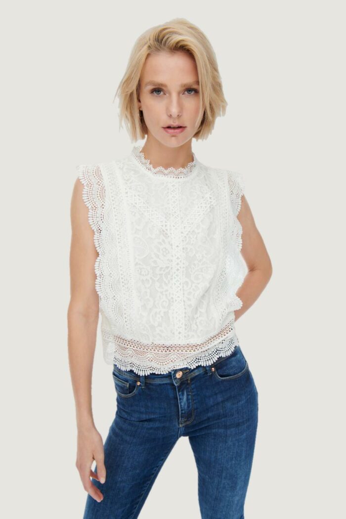 Top Only ONLKARO S/L LACE NOOS WVN Bianco