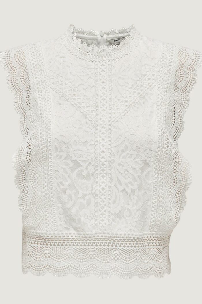 Top Only ONLKARO S/L LACE NOOS WVN Bianco