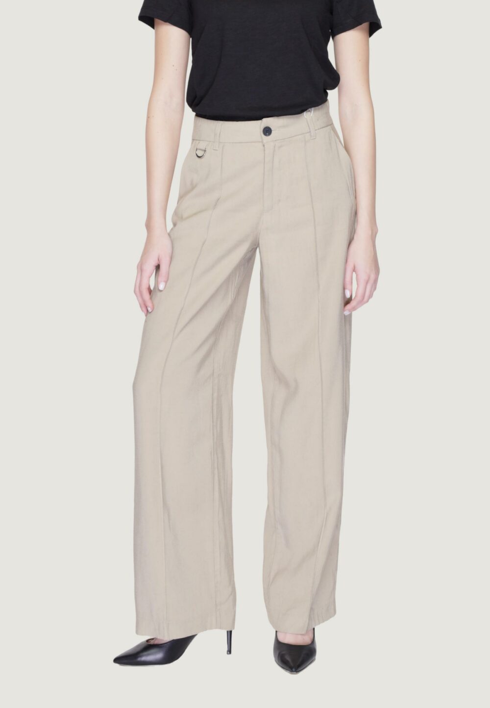 Pantaloni a palazzo Only Onlaris Life Hw Wide Tlr Beige scuro - Foto 1