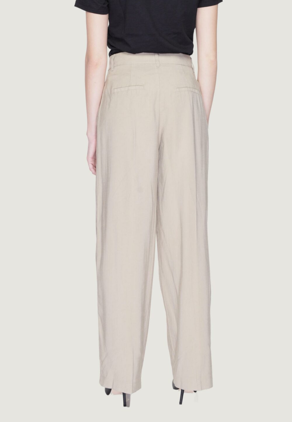 Pantaloni a palazzo Only Onlaris Life Hw Wide Tlr Beige scuro - Foto 2