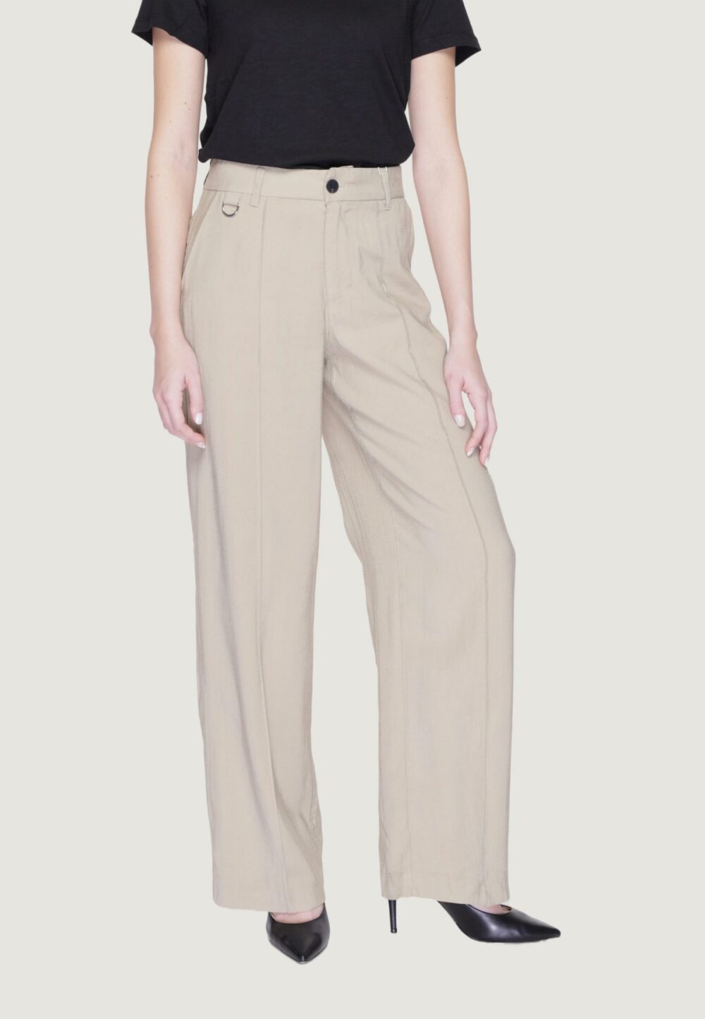Pantaloni a palazzo Only Onlaris Life Hw Wide Tlr Beige scuro - Foto 3