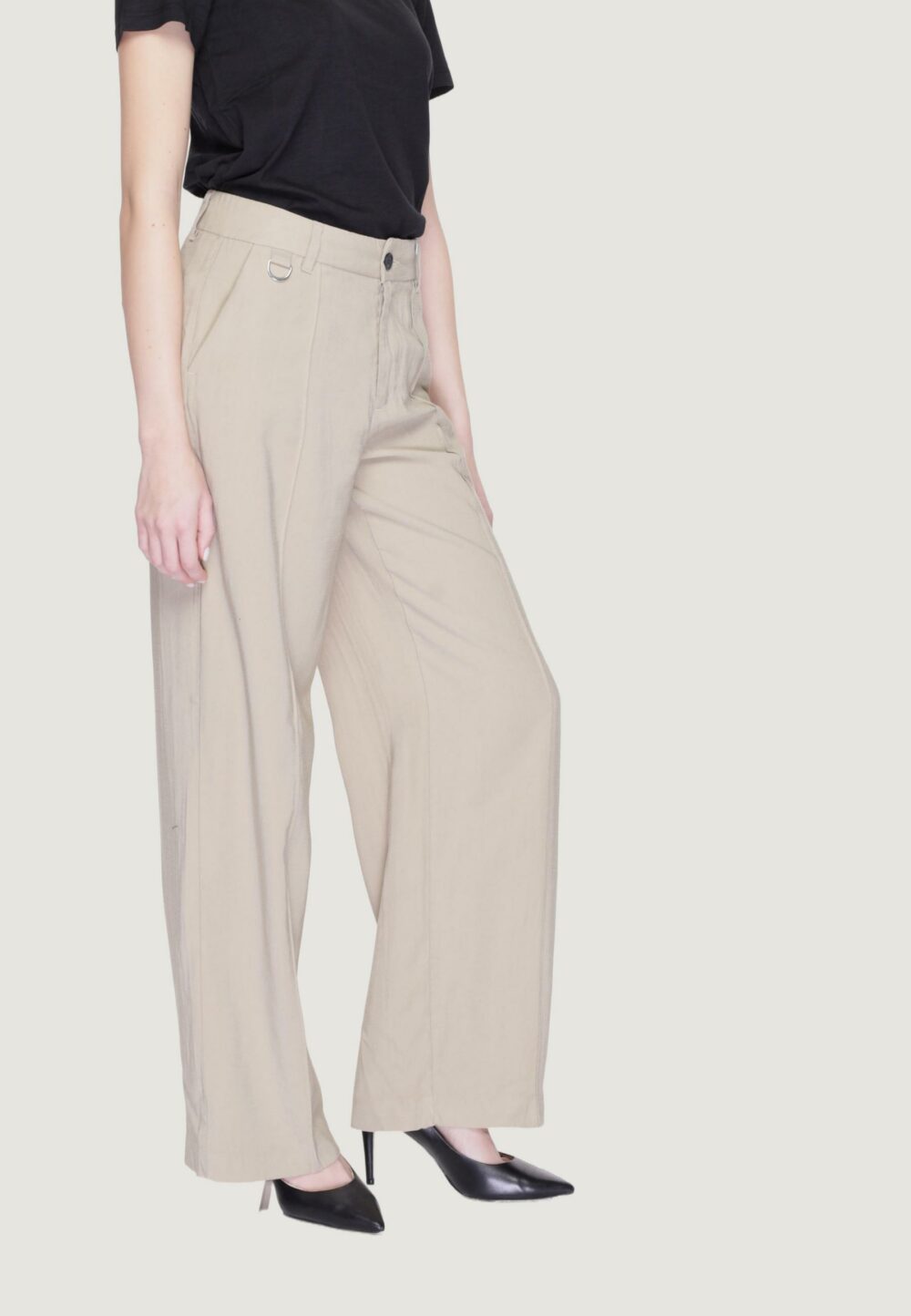 Pantaloni a palazzo Only Onlaris Life Hw Wide Tlr Beige scuro - Foto 5