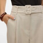 Pantaloni regular Vero Moda Vmnancy Hw Straight Belt Grigio Chiaro - Foto 2