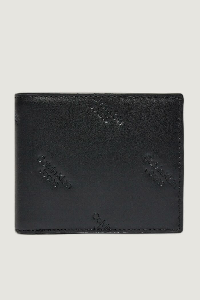 Portafoglio con portamonete Calvin Klein LOGO PRINT BIFOLD W/ COIN Nero