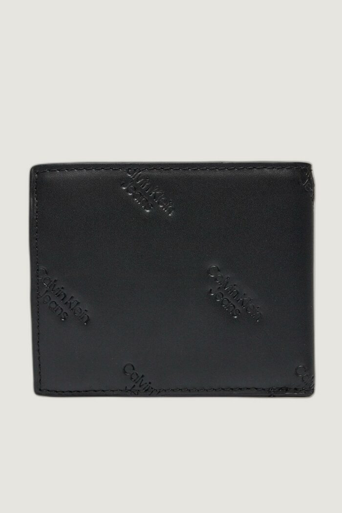 Portafoglio con portamonete Calvin Klein LOGO PRINT BIFOLD W/ COIN Nero