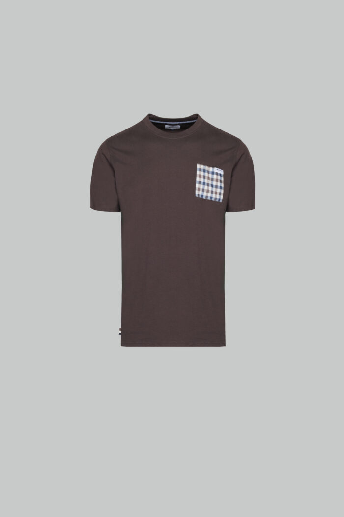 T-shirt Aquascutum ACTIVE CLUB CHECK POCKET T-SHIRT Marrone
