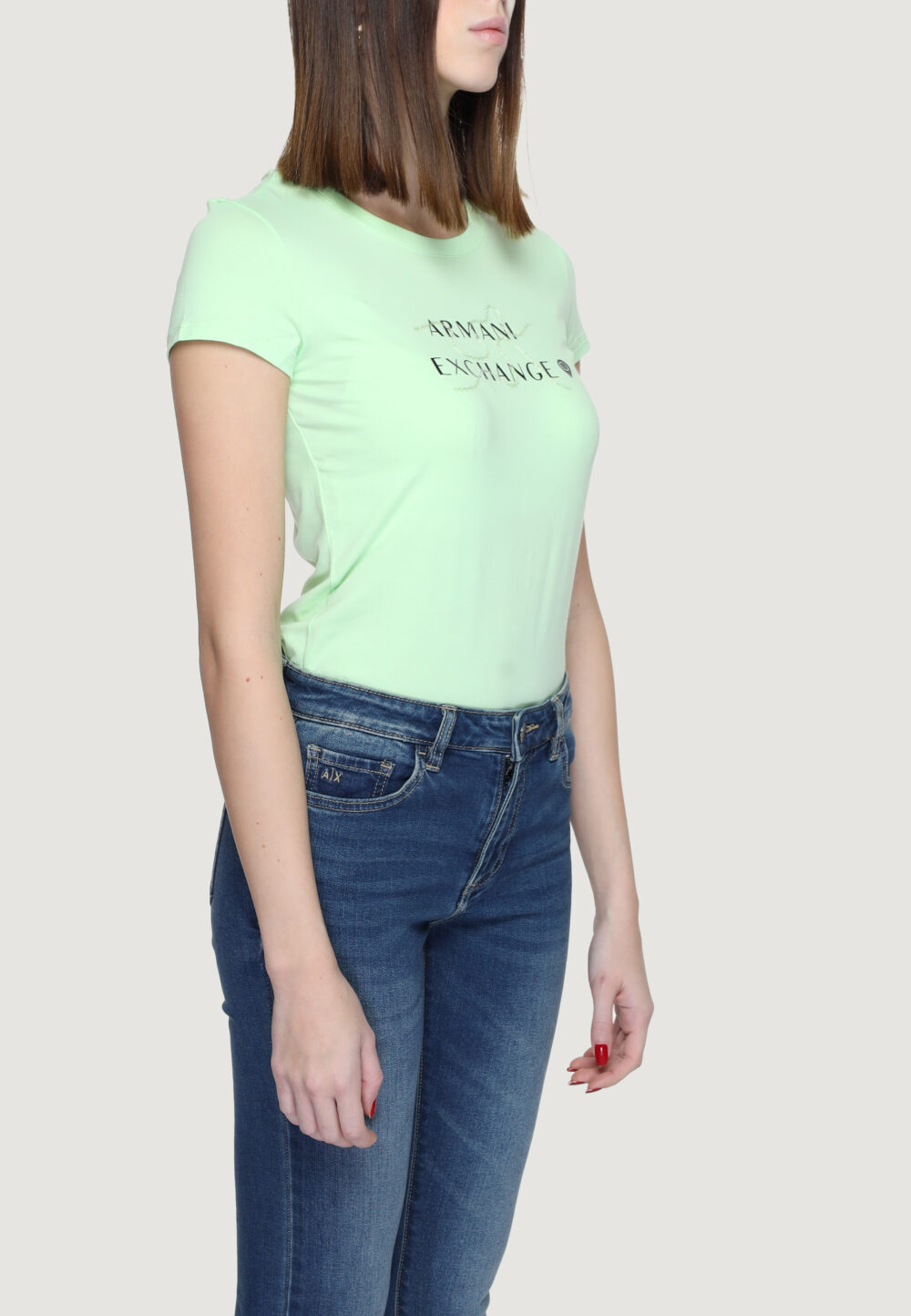 T-shirt Armani Exchange  Verde ice - Foto 3