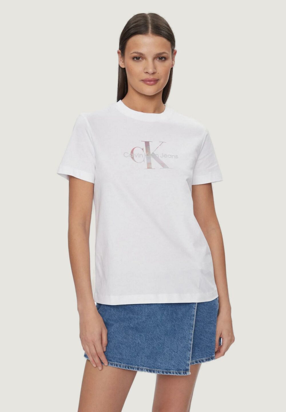 T-shirt Calvin Klein Jeans DIFFUSED MONOLOGO Bianco - Foto 1