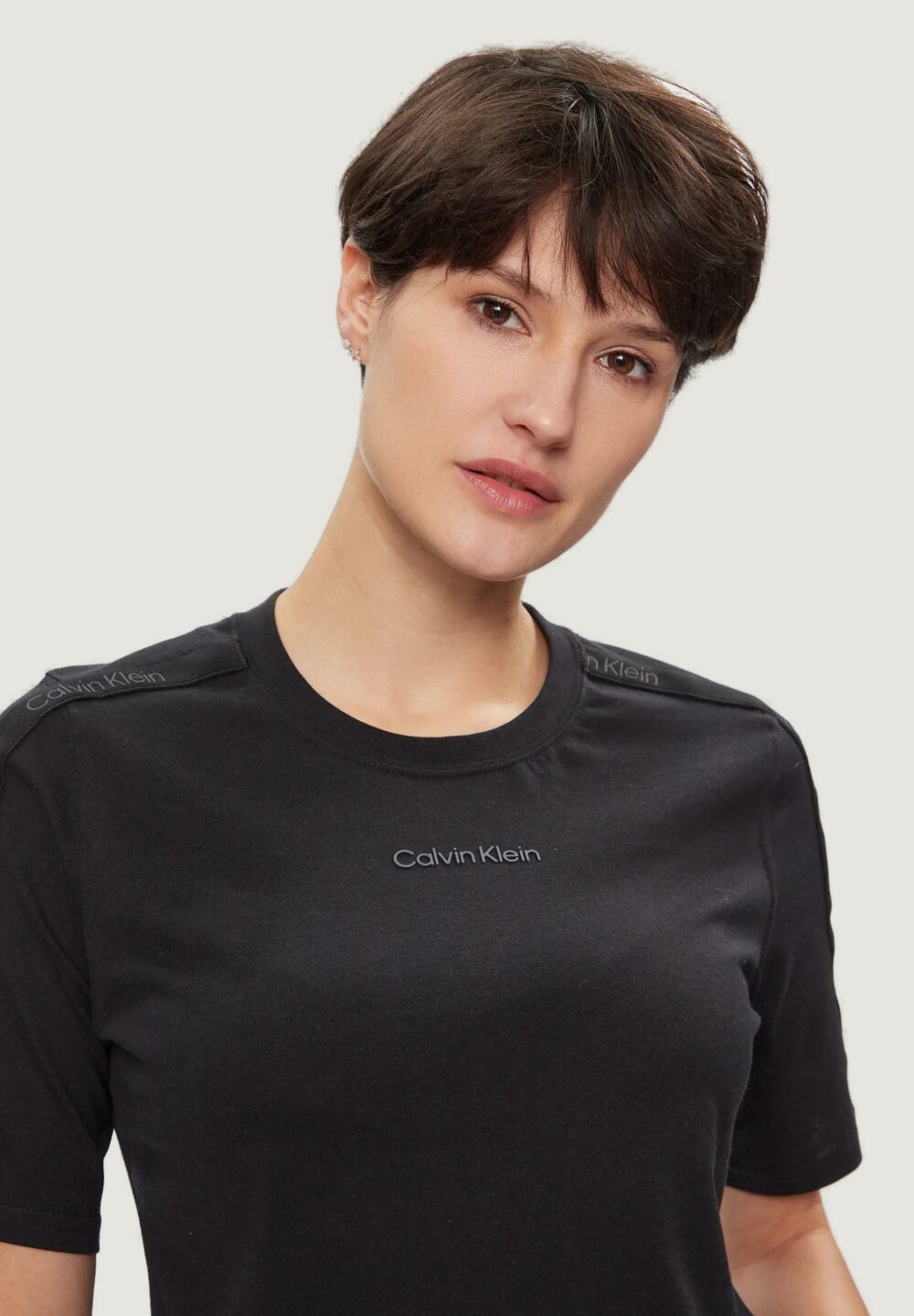 T-shirt Calvin Klein Sport PW - SS Crop Nero - Foto 2
