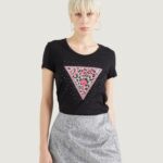 T-shirt Guess SS RN SPRING TRIANGLE Nero - Foto 1
