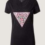 T-shirt Guess SS RN SPRING TRIANGLE Nero - Foto 5