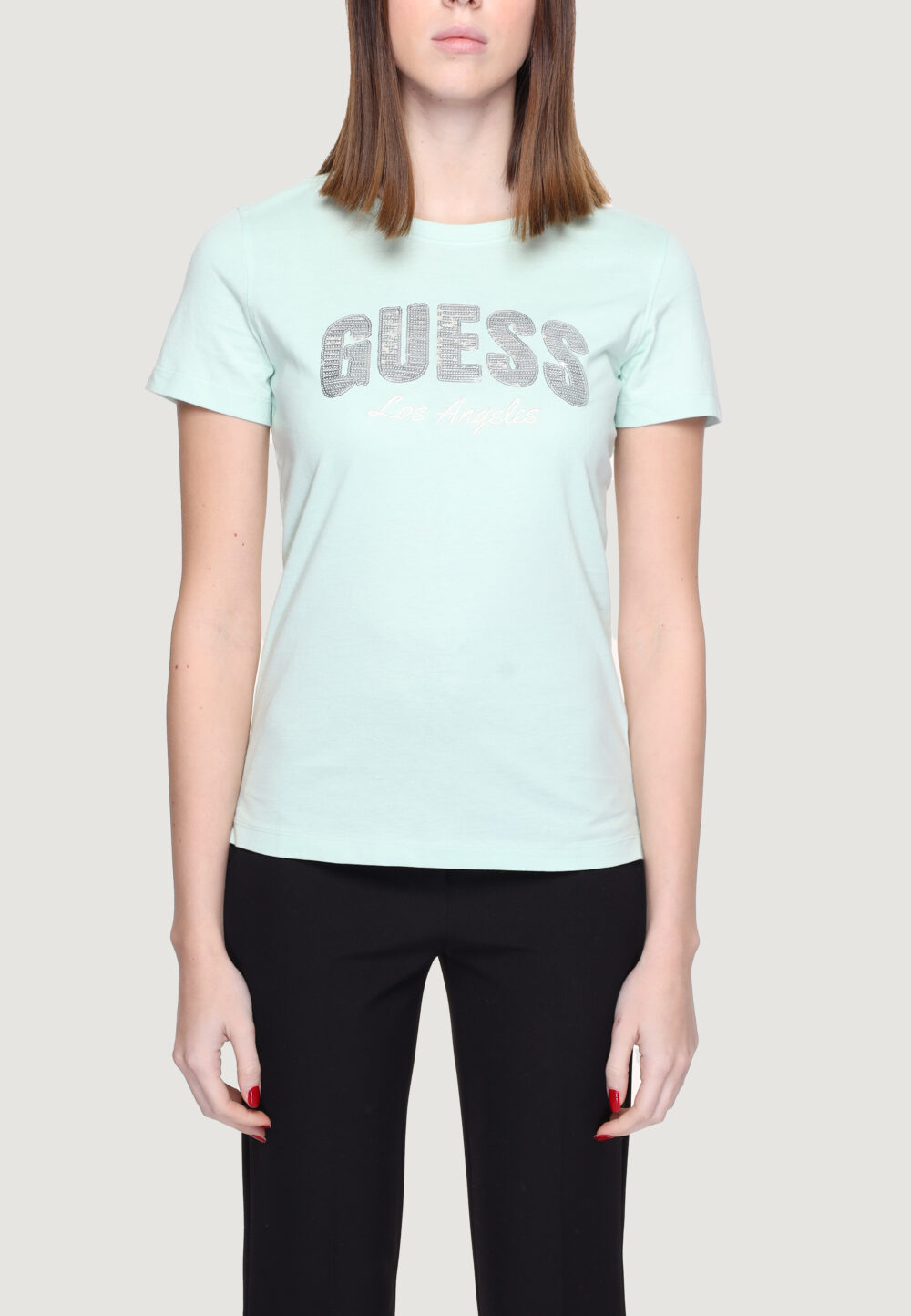 T-shirt Guess RN SEQUINS LOGO Tiffany - Foto 1
