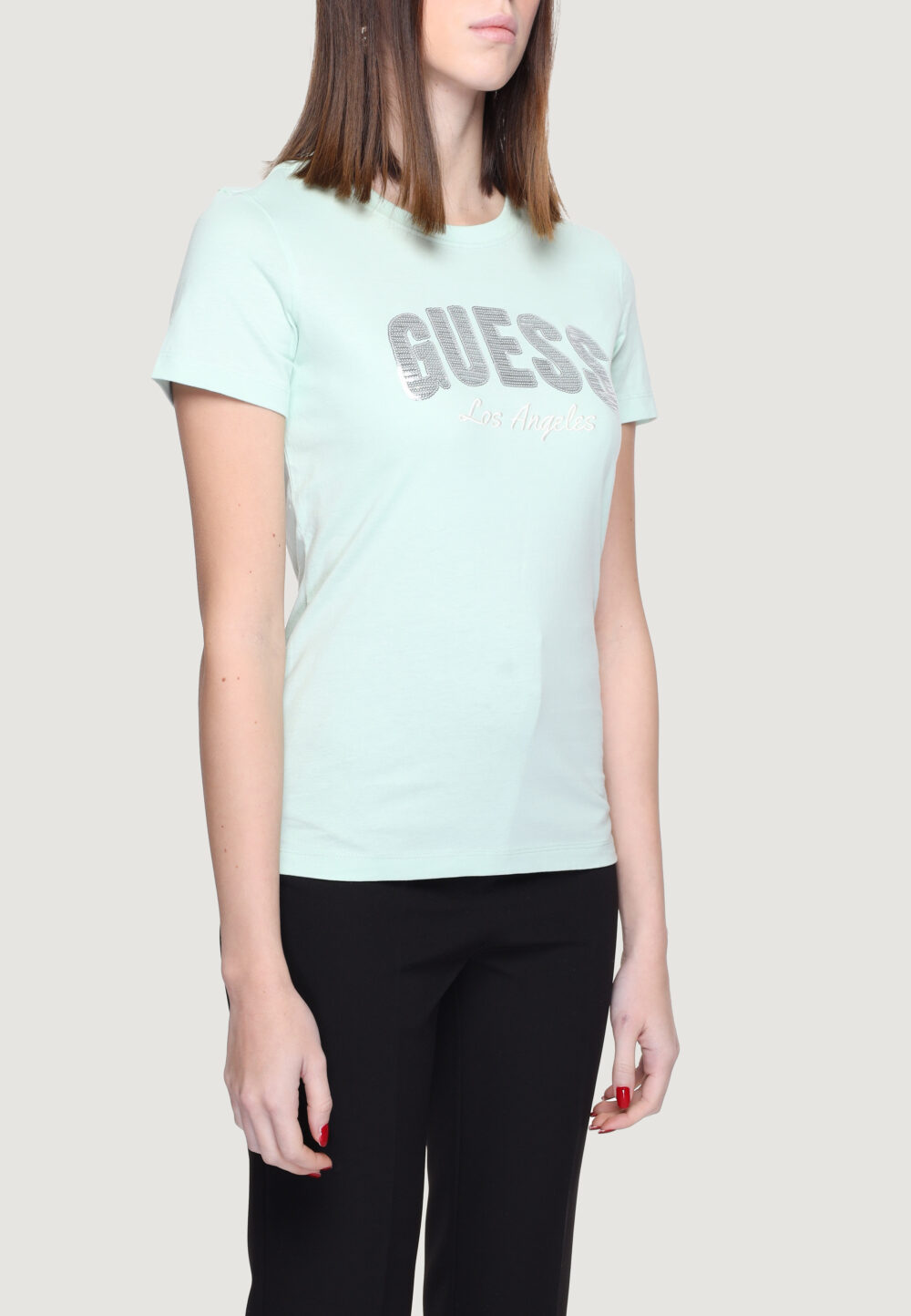 T-shirt Guess RN SEQUINS LOGO Tiffany - Foto 4