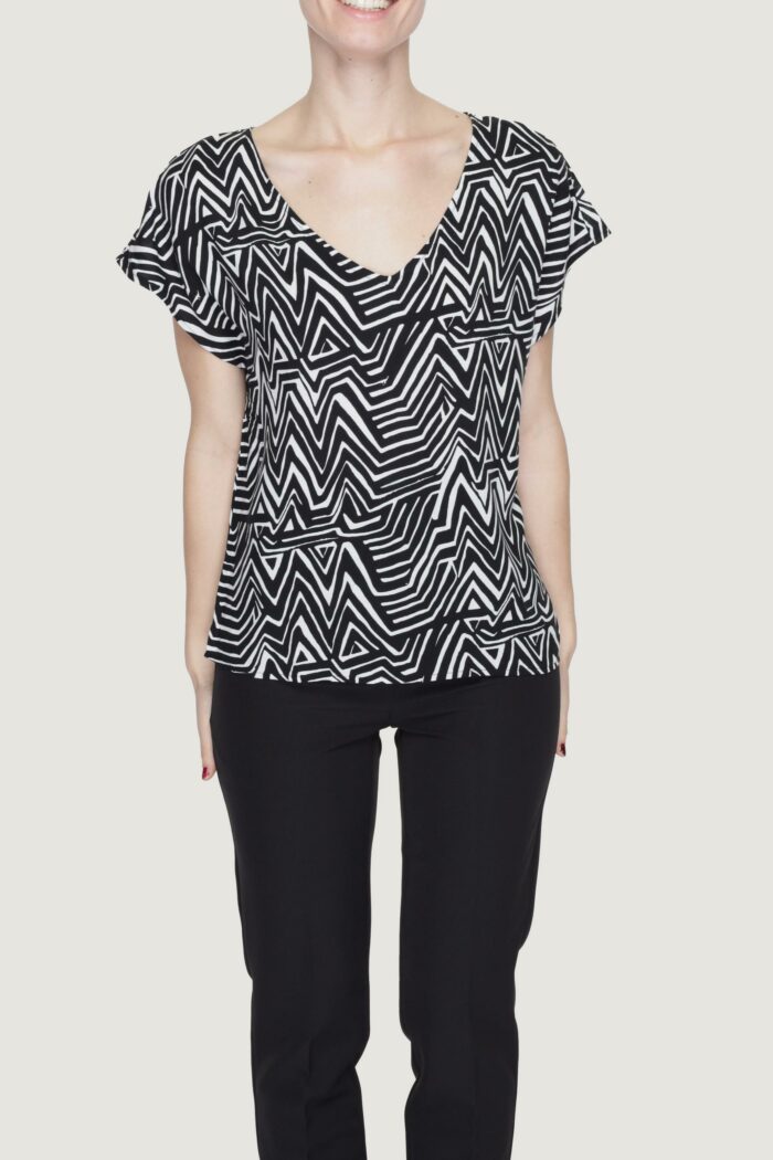 T-shirt Jacqueline De Yong JDYSTARR LIFE S/S V-NECK TOP WVN Black-White