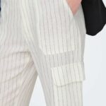 Pantaloni regular Only Onlmalfy-Caro Linen Cargo Bianco - Foto 2