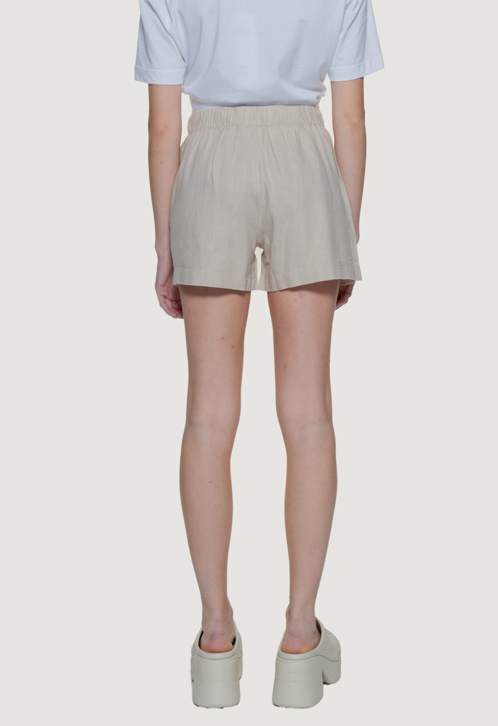 Shorts Only Onlcaro Mw Linen B Pull-Up Cc Beige - Foto 2