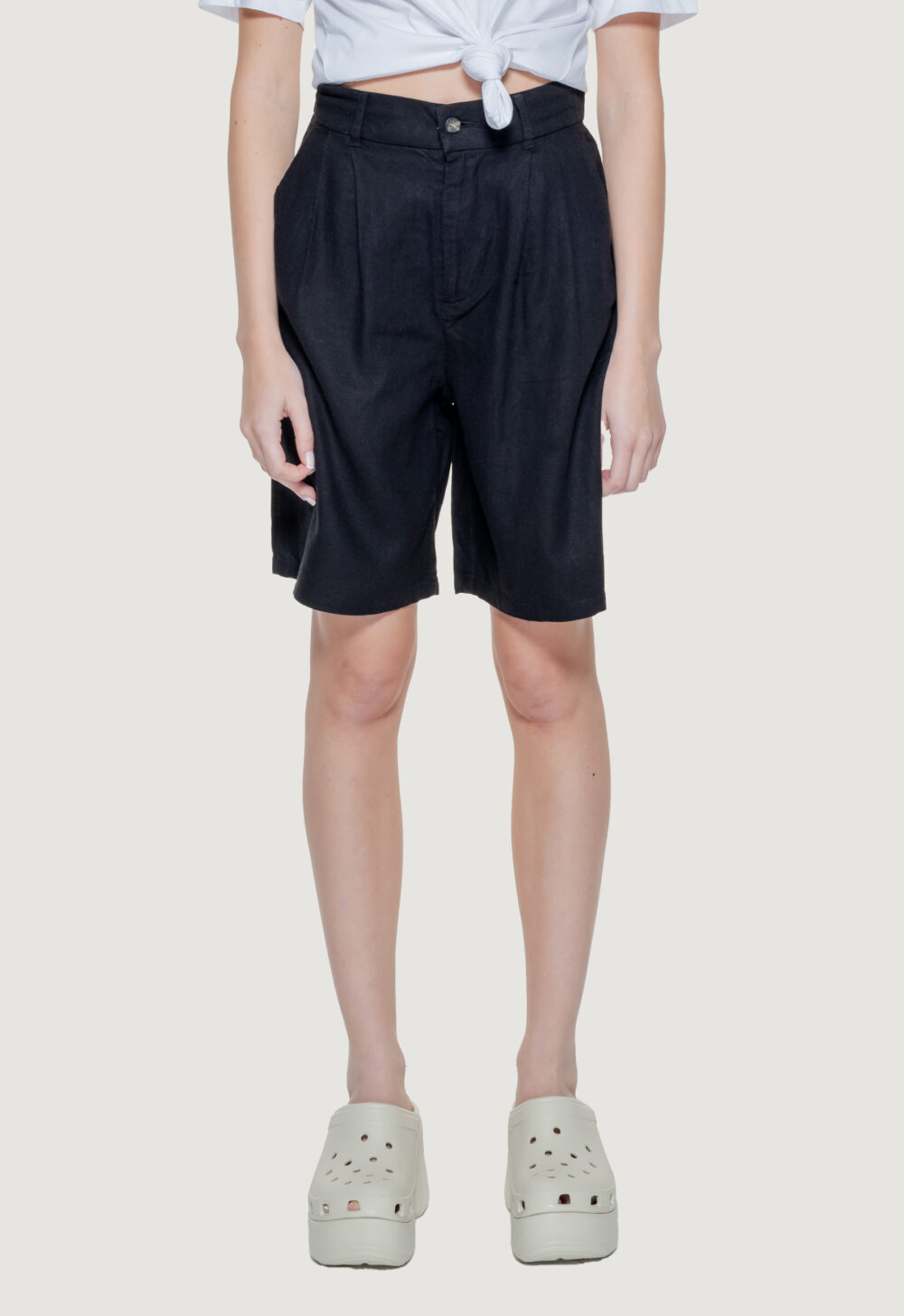 Shorts Only Onlcaro Hw Wide Linen Bl Cc Tlr Nero - Foto 5