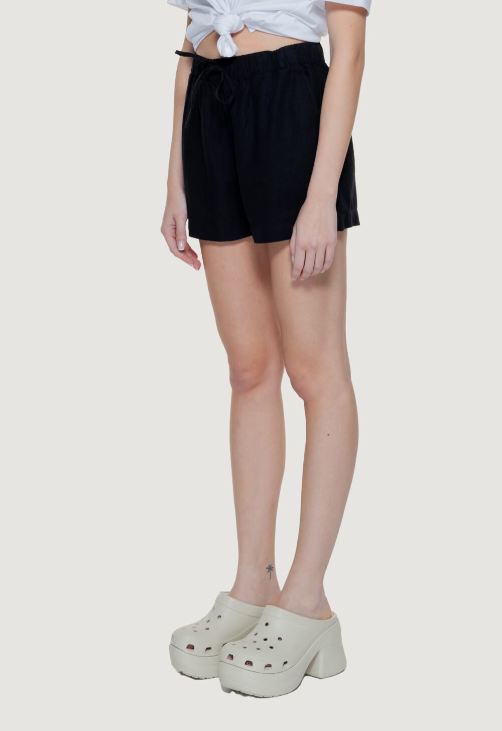 Shorts Only Onlcaro Mw Linen B Pull-Up Cc Nero - Foto 4