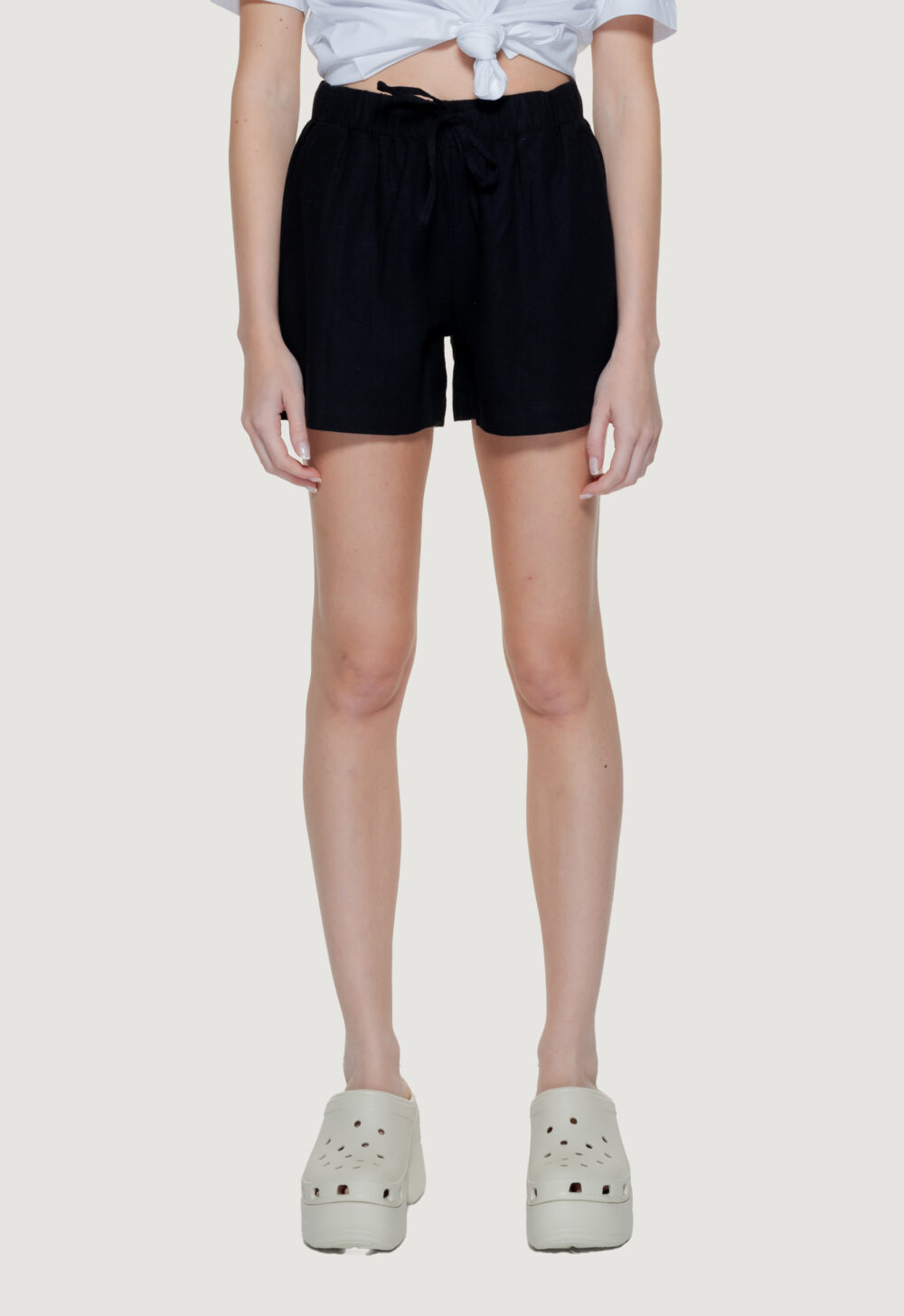 Shorts Only Onlcaro Mw Linen B Pull-Up Cc Nero - Foto 5