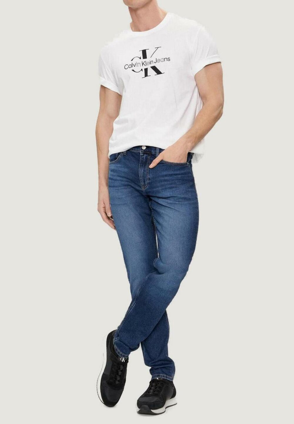 T-shirt Calvin Klein Jeans DISRUPTED OUTLINE Bianco - Foto 5