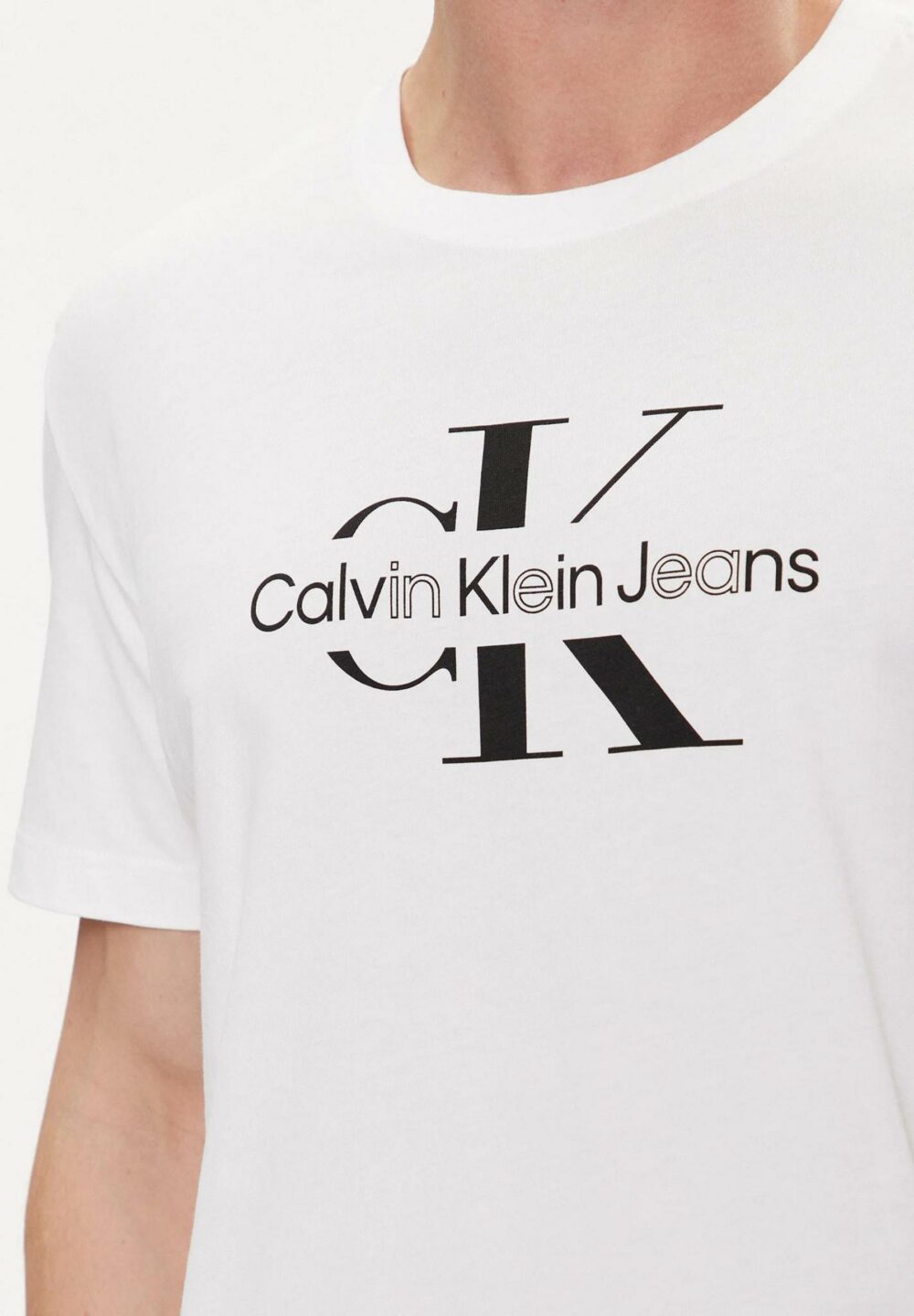 T-shirt Calvin Klein Jeans DISRUPTED OUTLINE Bianco - Foto 2