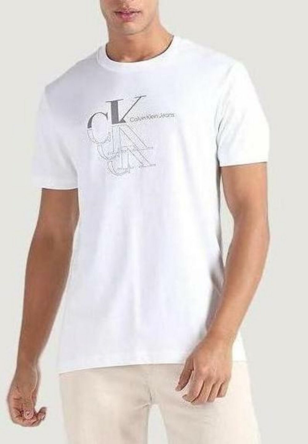 T-shirt Calvin Klein Jeans MONOGRAM ECHO Bianco - Foto 1