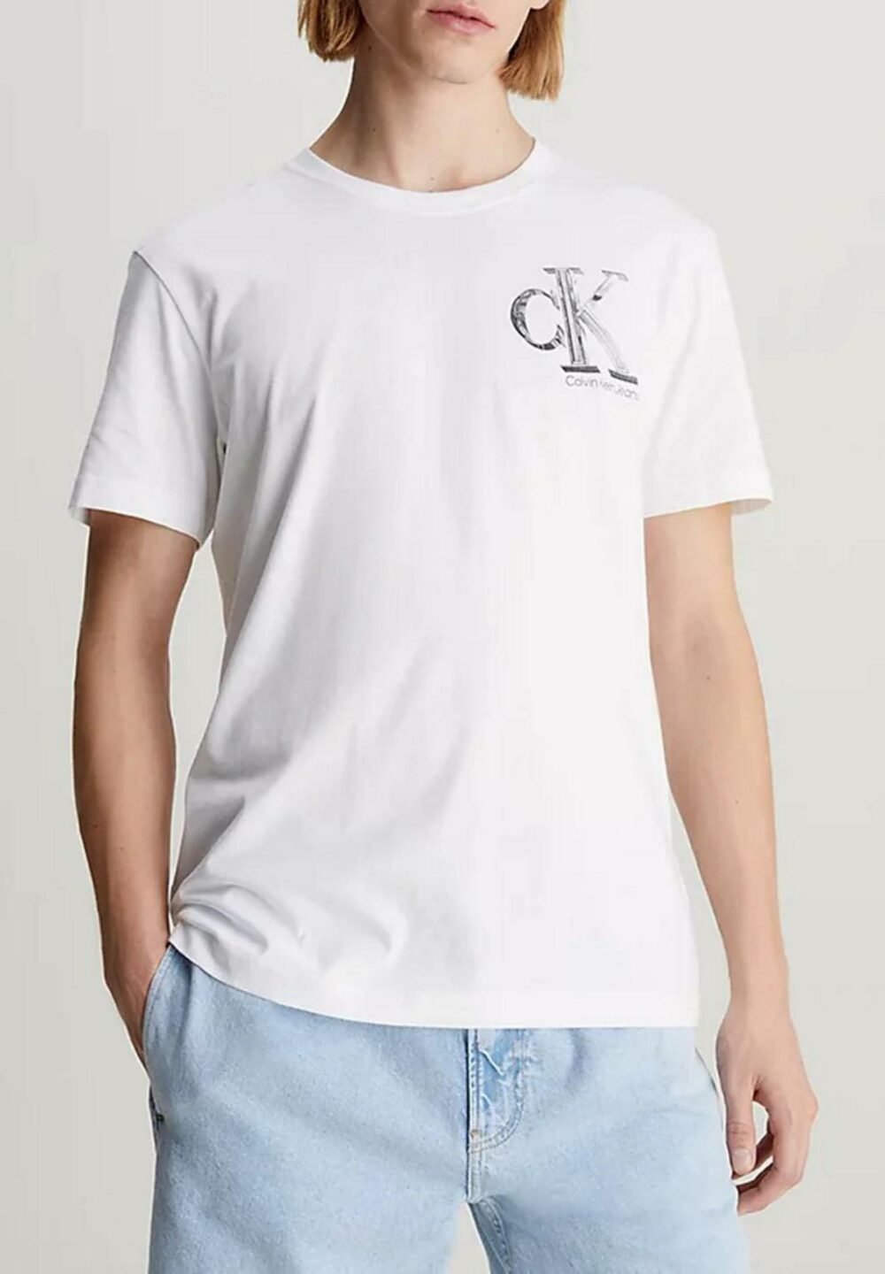 T-shirt Calvin Klein Jeans META MONOGRAM Bianco - Foto 1