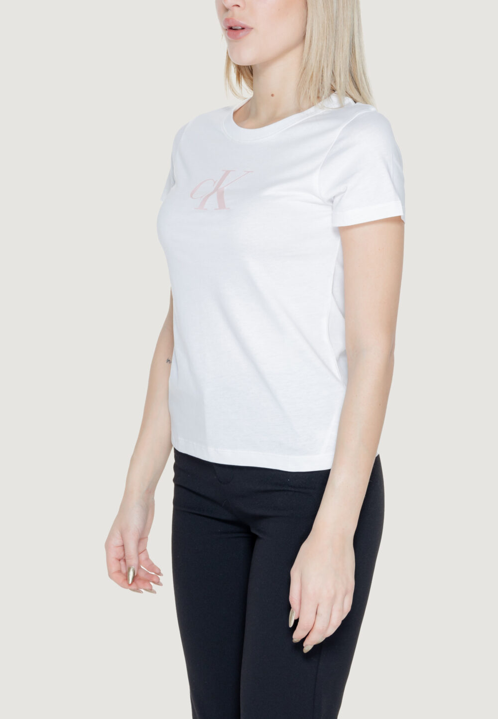 T-shirt Calvin Klein Jeans SATIN Bianco - Foto 3