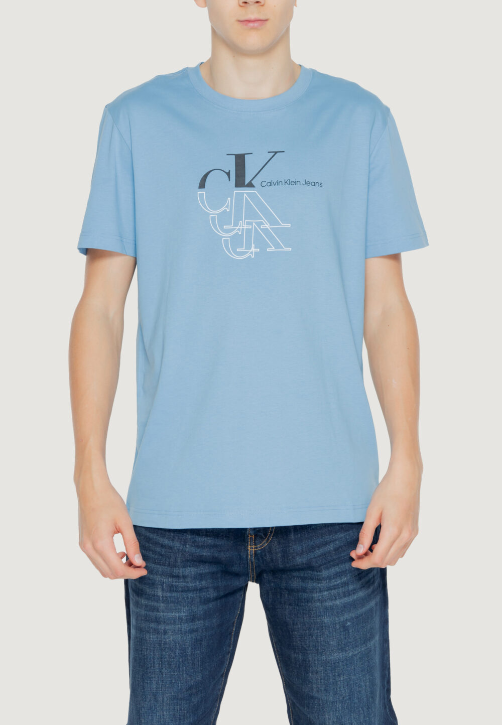 T-shirt Calvin Klein Jeans MONOGRAM ECHO Celeste - Foto 1