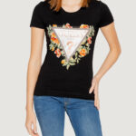 T-shirt Guess SS CN TRIANGLE FLOWERS Nero - Foto 1