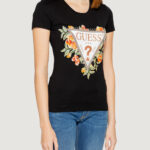 T-shirt Guess SS CN TRIANGLE FLOWERS Nero - Foto 4