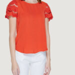 T-shirt Jacqueline de Yong Jdyhannah S/S Lace Wvn Rosso - Foto 3
