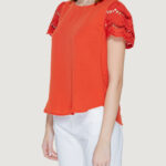 T-shirt Jacqueline de Yong Jdyhannah S/S Lace Wvn Rosso - Foto 4