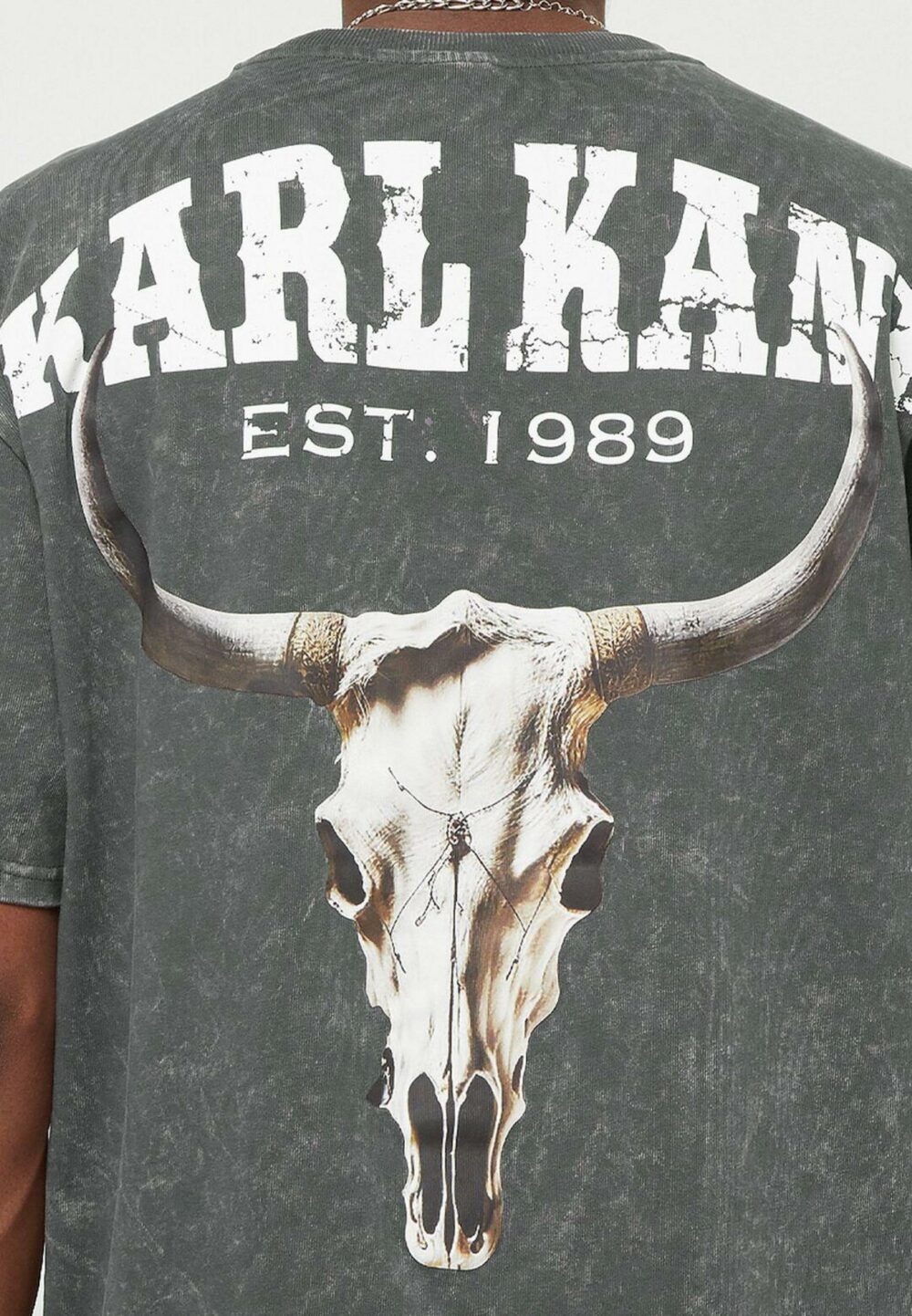 T-shirt Karl Kani SMALL SIGNATURE WASHED HEAVY JERSEY SKULL TEE Antracite - Foto 4