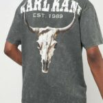 T-shirt Karl Kani SMALL SIGNATURE WASHED HEAVY JERSEY SKULL TEE Antracite - Foto 3