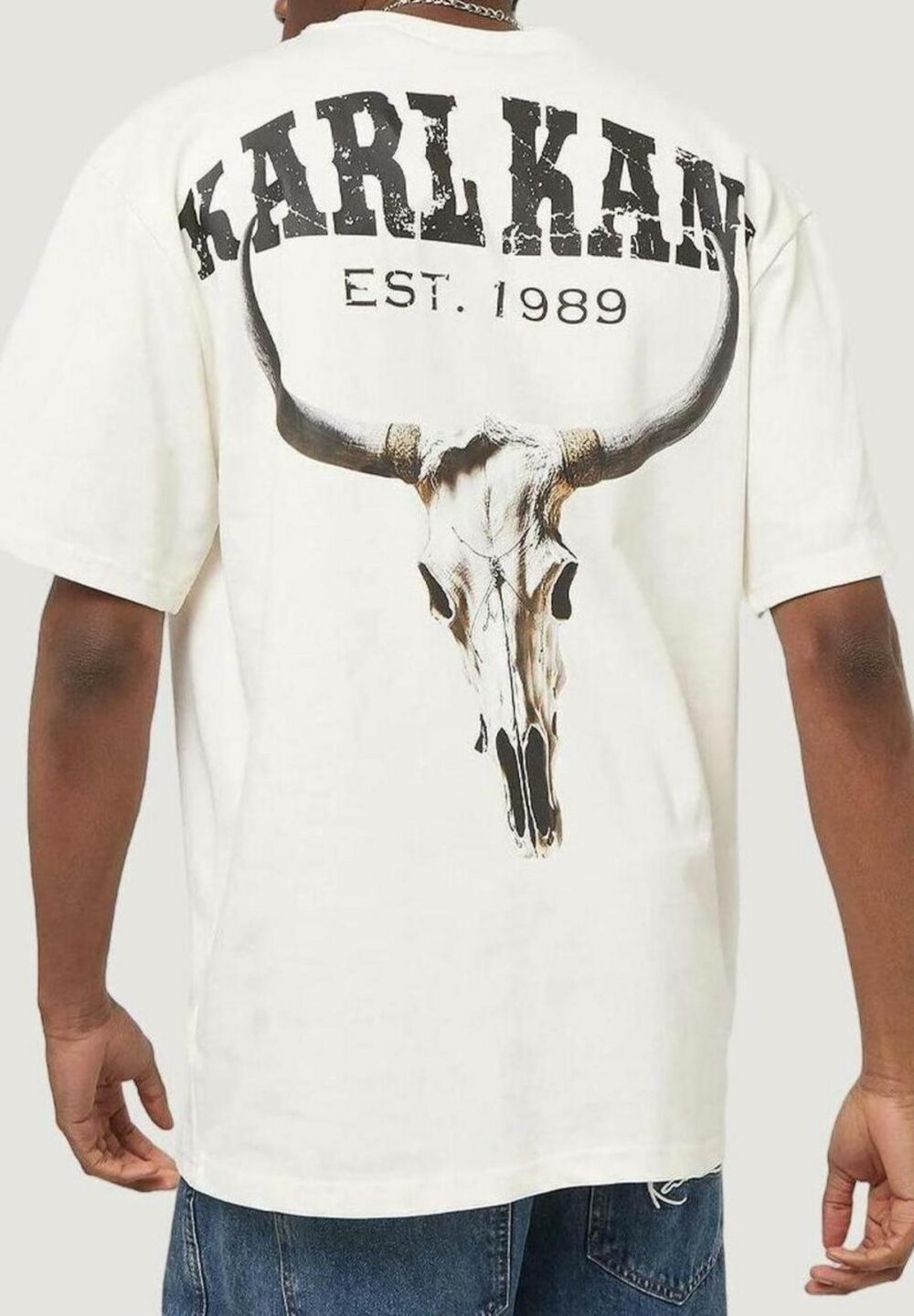 T-shirt Karl Kani SMALL SIGNATURE WASHED HEAVY JERSEY SKULL TEE Bianco - Foto 3