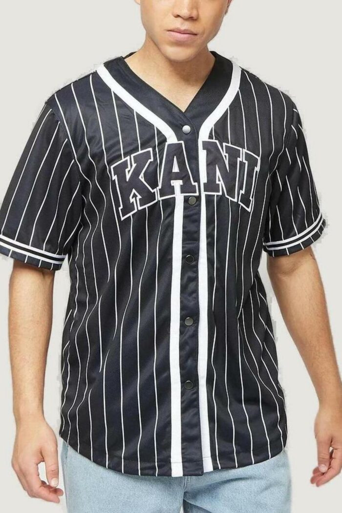 T-shirt Karl Kani SERIF PINSTRIPE BASEBALL SHIRT Nero